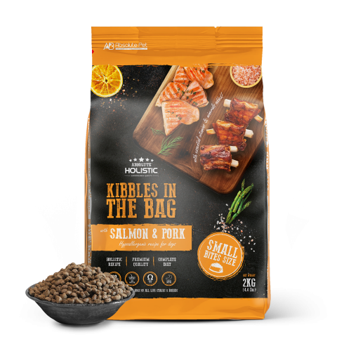 AK 7569 2kg Kibbles In The Bag Small Bites Salmon Pork FRONT copy